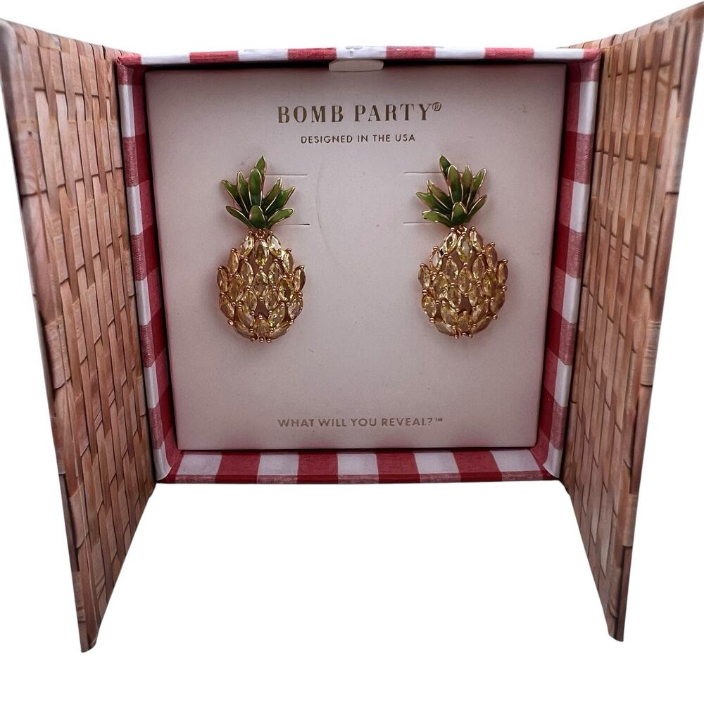 Bomb Party Market Fresh Pineapple Pierced Earrings in Box